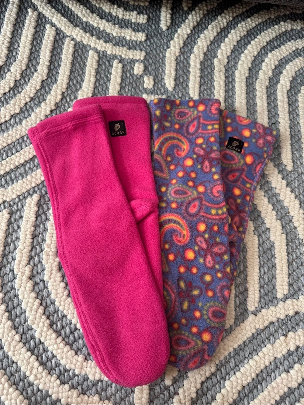 Acorn Fleece Socks Lot Medium Retro Ski Après Ski Camping Cozy